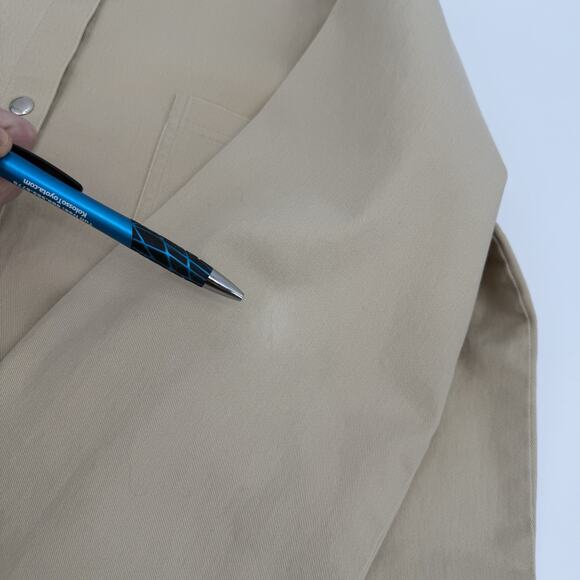 Eileen Fisher L Brushed Stretch Cotton Twill Stand Collar Barn Shacket STAINS - Picture 9 of 14